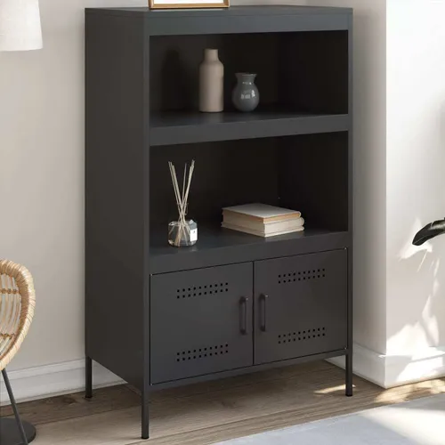vidaXL Highboard Schwarz 68x39x113 cm aus Stahl - Kommode im Industrie-Stil mit robustem Stahlgestell, bietet viel Stauraum und ist leicht zu reinigen – ideal für dein Schlafzimmer oder Wohnzimmer.