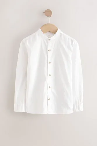 NEXT Jungen Standard Grandad-Hemd mit Langen Ärmeln Creme 98 - Klassisches Grandad-Hemd aus leichter Leinenmischung, ideal für warme Tage. Mit Knopfverschluss und lässigem Stil.