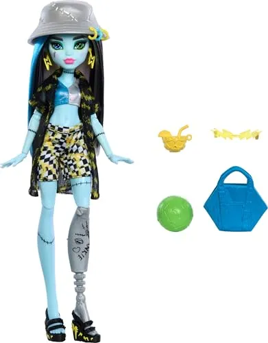 Monster High Scare-adise Island Frankie Doll - Dolls Accessories mit einem coolen Strandlook! Frankie Stein ist bereit für ein unvergessliches Abenteuer auf Scare-adise Island mit stylischen Accessoires.