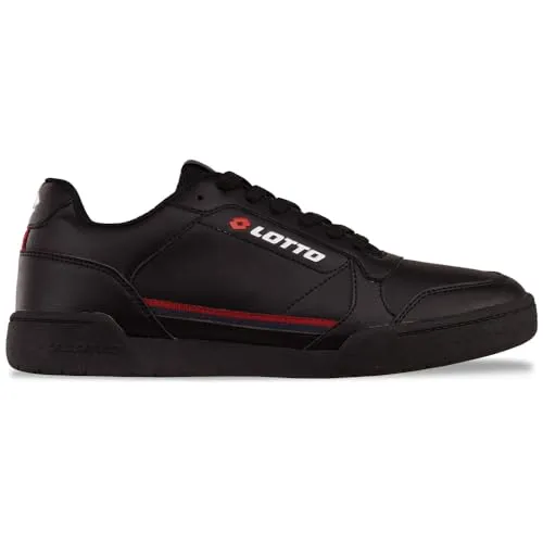 Lotto Unisex Sneaker - Schwarz/Rot, Größe 41 EU - Damen-Sneaker mit hohem Komfort, zweifarbigem Ripsband und atmungsaktiver Mesh-Zunge für optimalen Tragekomfort.