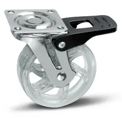 SOTECH Möbelrolle RAPID Ø 75 mm transparent mit Bremse – Lenkrolle, Traglast 35 kg
