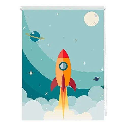 Klemmrollo Lichtblick Thermo Rakete 100x150 cm - Rollos für Kinderzimmer mit galaktischem Design, einfacher Montage ohne Bohren dank Klemmträger und 100% Verdunkelung für besten Sicht- und Blendschutz.