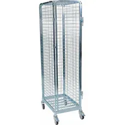 OSWALD Transportwagen Stahlrollbehälter 300 kg, 5-seitig mit Diebstahlschutz - Robuster Stahlrollbehälter (500 x 700 x 1.860 mm) mit 300 kg Traglast und Diebstahlschutz. Ideal für effizienten Transport und Lagerung in verschiedenen Branchen, dank stabiler Konstruktion und leichtgängigen Rollen.