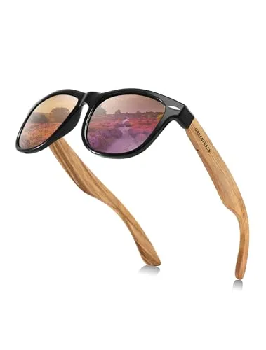 GREENTREEN Herren Damen Polarisierte Sonnenbrille für Outdoor Aktivitäten: Holz Sonnenbrillen UV400-Schutz Blenden Reduzieren - Sonnenbrillen für Wandern Strandaufenthalte und Autofahren