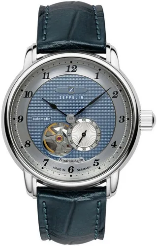 Zeppelin Herrenuhr Friedrichshafen Automatik Open Heart 8566-3 - Armbanduhren für Herren - Made in Germany, mechanisches Uhrwerk mit Open Heart und elegantem Lederband für stilvolle Männer.
