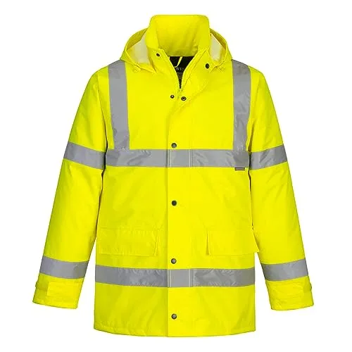 Portwest S460 Wasserdichte Komfort Hi-Vis Winter-Verkehrsjacke Gelb, 6XL - Arbeitskleidung & Uniformen: Diese zertifizierte, wasserdichte Jacke bietet optimalen Schutz mit versiegelten Nähten und reflektierendem Band für hohe Sichtbarkeit. Ideal für den Straßenverkehr, mit praktischen 4 Taschen und verstaubarer Kapuze.