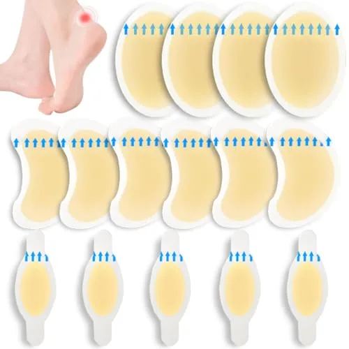 Hydrokolloid Blasenpflaster Set für Ferse, Fußsohle, Zehen und Vorfuß, Schmerzlinderung bei Reibung (Variety Pack, stück, 15)