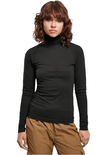 Urban Classics Damen Turtleneck Longsleeve, Schwarz - X-Large - Elegantes Langarmshirt mit tailliertem Schnitt für eine figurbetonte Silhouette, bietet angenehmen Tragekomfort und weiche Haptik.