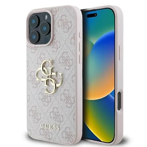 Guess GUHCP16X4GMGPI iPhone 16 Pro Max Hardcase - Stylische pinke Smartphone Hülle mit großem Guess Logo, bietet optimalen Schutz für Ihr iPhone 16 Pro Max und verleiht ihm einen modischen Look.