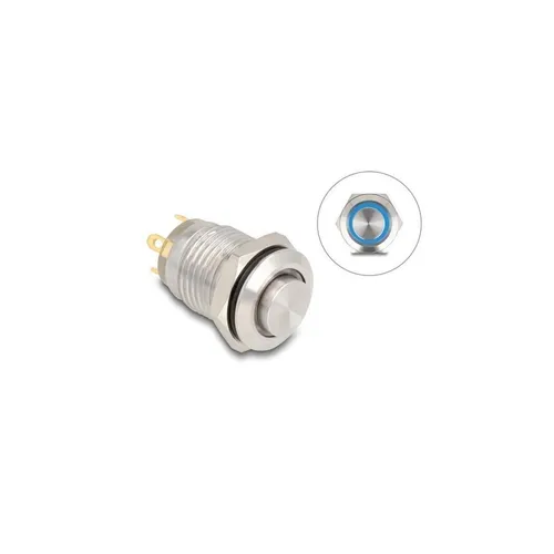 - Drucktaster zum Einbau 12 mm 4 x Lötanschluss LED blau 20984