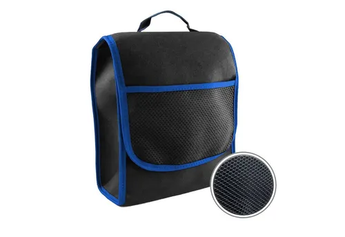 L & P Car Design Organizer Kofferraumtasche Auto in schwarz mit blauem Saum