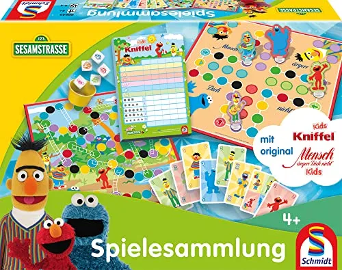 Schmidt Spiele 40646 Kinderspielesammlung im Sesamstraße Design [Exklusiv bei Amazon], Gelb