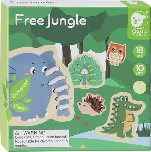 Produktbild Classic World Holz Fädelpuzzle Dschungel Spielzeug - 10-teilig