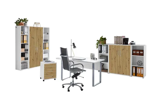 moebel-dich-auf Büromöbel Set TABOR – Komplettlösung mit Schreibtisch, Rollcontainer und Aktenschränken