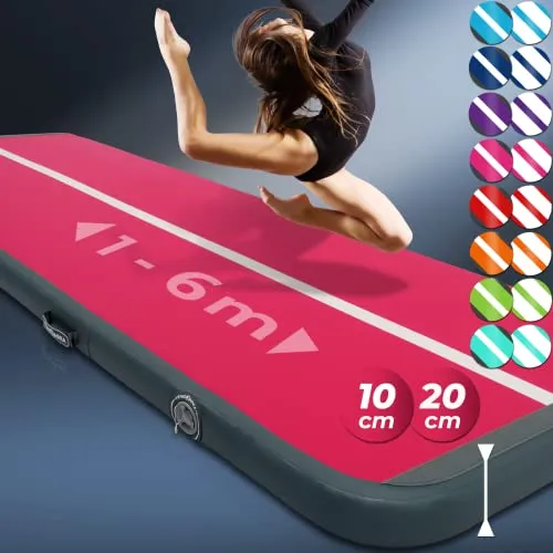 VENDOMNIA Airtrack Matte 10/20cm - Tumbling Matte in verschiedenen Größen und Farben, inklusive elektrischer Pumpe für schnelles Aufblasen und ideal für Indoor- und Outdoor-Training.