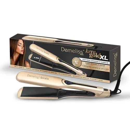 Demeliss Kera-GOLD XL Glätteisen – Breite Platten für schnelles und schonendes Glätten