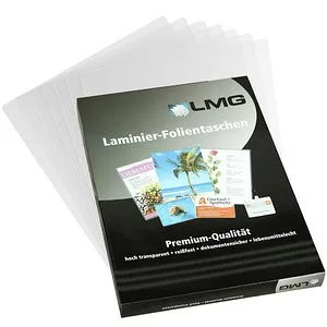 LMG LMGA5-125 Laminierfolien A5 - 154 x 216 mm, 100 Stück, 100% wasserdicht und extrem reißfest für brillante Ergebnisse
