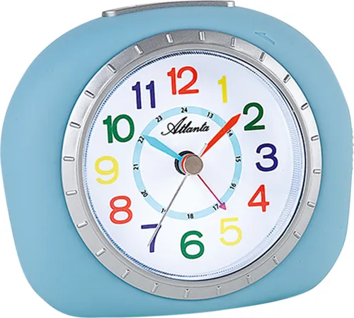 Kinderwecker Mädchen ohne Ticken Rot Orange Analog - 1966-1 - Kinderwecker mit schleichender Sekunde und Schlummertaste, ideal für das Erlernen der Uhrzeit. Hautsympathische Silikonbeschichtung und beleuchtetes Zifferblatt für eine kinderfreundliche Nutzung.