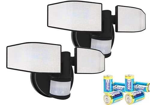 Northpoint 2x LED Strahler Flutlicht mit Bewegungsmelder - Lampen für den Außenbereich, 2er-Set mit Dämmerungssensor, schwenkbar und batteriebetrieben für flexible Beleuchtung.