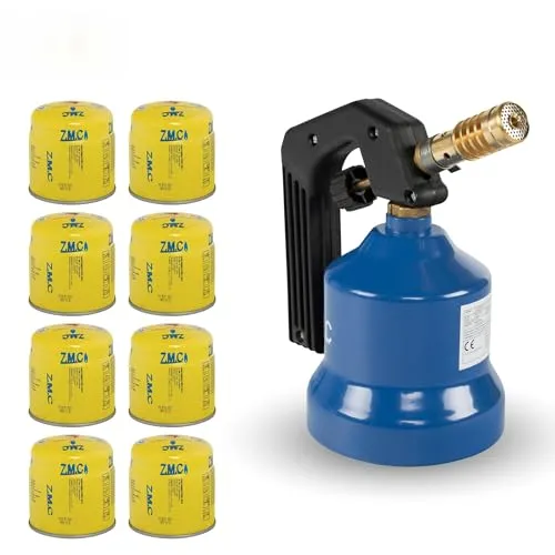 ZMC Flambierbrenner Gasbrenner 2,2 kW - Flambierbrenner für die Küche mit einstellbarer Flamme, ideal zum Grillen und Camping, inklusive Gaskartuschen für sofortigen Einsatz.