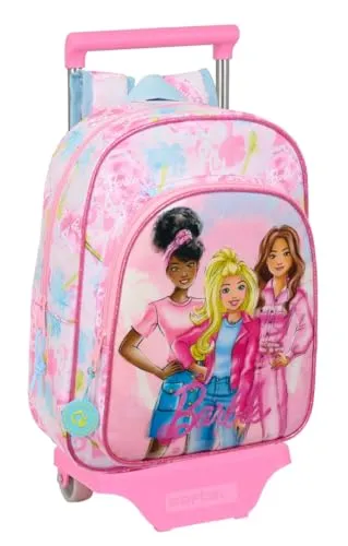 Safta Barbie Painterly Kinderrucksack mit Trolley 705 - Handgepäck, ergonomisch und langlebig, mit abnehmbarem Trolley, ideal für Kinder, robustes Polyester-Material, 2 Jahre Garantie.