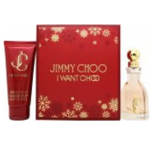 JIMMY CHOO Eau de Parfum I Want Choo Geschenkset 60 ml EDP + 100 ml Körperlotion - Elegantes Geschenkset mit 60 ml I Want Choo Eau de Parfum und 100 ml Körperlotion. Ideal für besondere Anlässe, um einen Hauch von Luxus zu verschenken. Perfekt für die Körperpflege und ein unvergessliches Dufterlebnis!