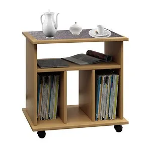 VCM my home Tabina Beistelltisch buche - 60x59 cm, mobil mit Rollen und kratzfester Tischplatte für vielseitige Nutzung