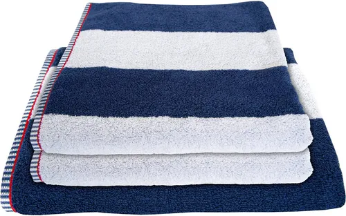 Dyckhoff Handtücher Frottierserie Maritim 'Block Stripe' blau - Handtücher aus 100% Baumwolle in Navy-Blau, besonders saugfähig und ideal für den maritimen Stil in Ihrem Badezimmer.