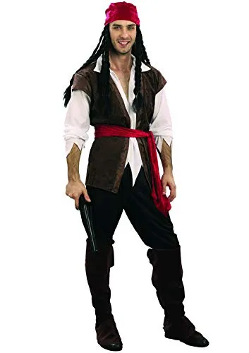 Ciao 16105-Pirat, Verkleidungskostüm für Erwachsene, Braun/Weiß/Schwarz/Rot, Herren, XL (52-54)