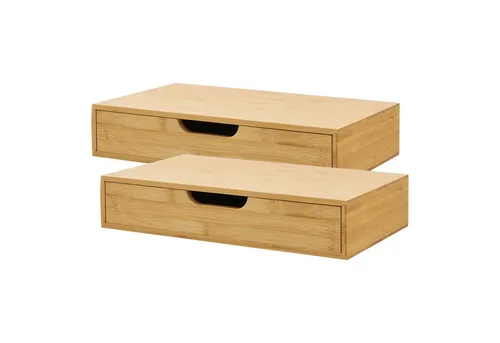 [en.casa] Wandregal 2er Set Bokn mit Schublade in beige von [en.casa]