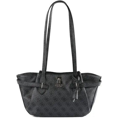 Guess Yesba Girlfriend Schultertasche (coal logo) - Stylische Schultertasche in coal mit markantem Logo und feinen Details. Bequeme Schulterriemen sorgen für hohen Tragekomfort. Perfekt für jeden Anlass und vielseitig kombinierbar.
