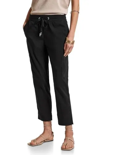 Street One Damen A379201 Loose Fit Hose mit Taschen, Schwarz, 46 - Damen-Hosen mit elastischem Bund und praktischem Taschen-Design, ideal für Komfort und Stil im Alltag.