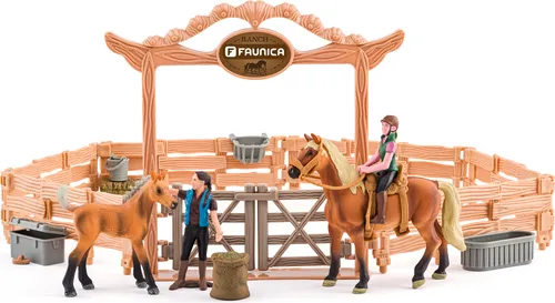 Reitschule mit Pferd und Reiterin - Figuren - Faunica