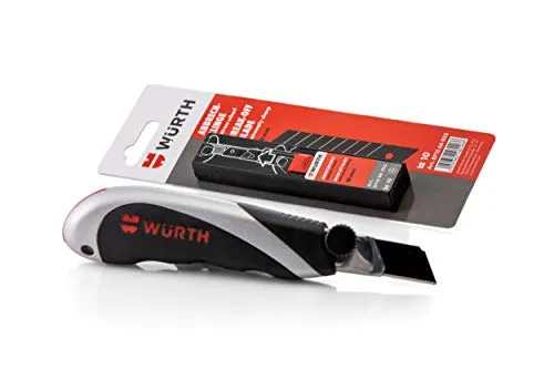 Würth Profi 3K-Cutter-Messer mit 10 Abbrechklingen - Cuttermesser für vielseitige Anwendungen, ergonomisches Design für optimalen Komfort und Präzision beim Schneiden.