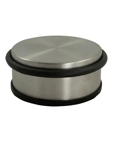 HSI Türstopper Boden Edelstahl 95 x 40 mm - Rutschfester, flacher Stopper mit türschonendem Gummiring, Rostfrei