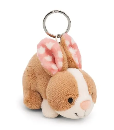 NICI Schlüsselanhänger Hase Hopsala 10cm - braun - Plüsch-Begleiter für Rucksack oder Tasche, Kuschel-Anhänger mit Metallring für Schlüsselbund & Schlüsselhalter | 61620
