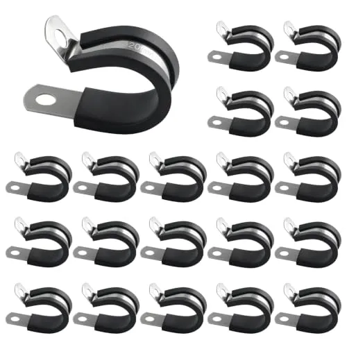 Stück Rohrschellen Edelstahl,Gummi Gefüttert Schlauchschelle P-Schelle | 20mm P-Klammern,R Form Kabelschellen,Edelstahl Schlauchschellen Isolierklemme für Kabel,Leitung,Draht,Schlauch 20