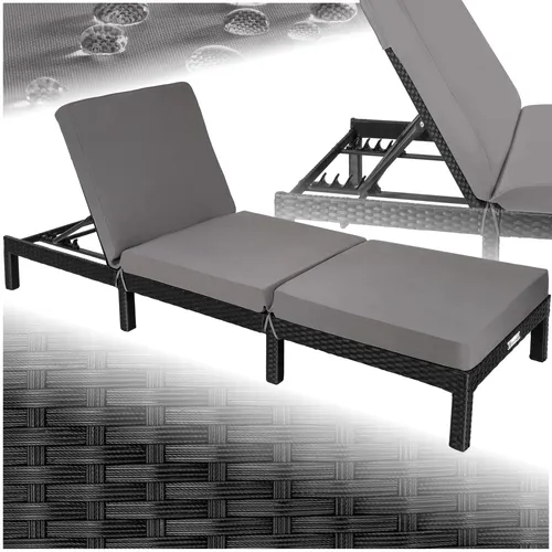 Tectake Sonnenliege Sofia - Verstellbare Gartenliege aus Polyrattan - Moderne Gartenliege mit 6-fach verstellbarer Rückenlehne, ideal für entspannte Stunden im Freien. Wetterfest und inklusive Kissen für zusätzlichen Komfort.