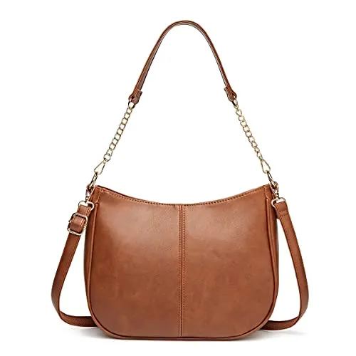 BRASS TACKS Leathercraft handtasche klein,PU Leder Elegant handtasche mädchen,6.5L Crossbody Bag schultertasche damen,Mit innerer Tasche,Geeignet für Reisen Party Schicke Alltag Kettentasche,braun