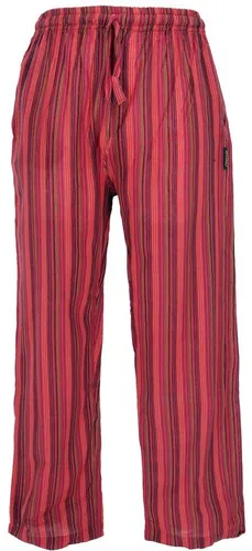 GURU SHOP Gestreifte Yogahose, Unisex Baumwoll-Goa-Hose - Rot, Herren - Yoga-Hosen für Herren, aus weichem, atmungsaktivem Material für hohen Tragekomfort und optimale Bewegungsfreiheit, mit elastischem Bund und praktischen Seitentaschen.