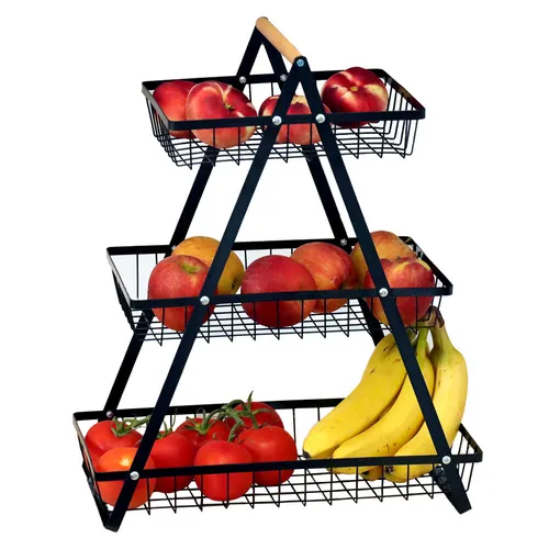 DECCARO Obstkorb Etagere, 3-stöckig, schwarz, groß