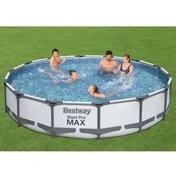 Bestway Steel Pro MAX Frame Pool-Set Ø 427 x 84 cm - Swimmingpool mit 10.220 Liter Wasserkapazität, einfacher Werkzeugloser Aufbau und robustem DuraPlus-Material für maximale Langlebigkeit. Inklusive leistungsstarker Filterpumpe und 2 Jahre Herstellergarantie.