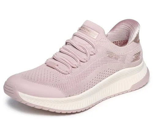 Skechers Damen Bobs Squad 4 Dire Step Sneaker - Blush Engineered Knit, 38 EU - Stylische Slip-On Sneaker mit veganer Stretch-Passform und Fersenkissen für optimalen Komfort im Alltag.