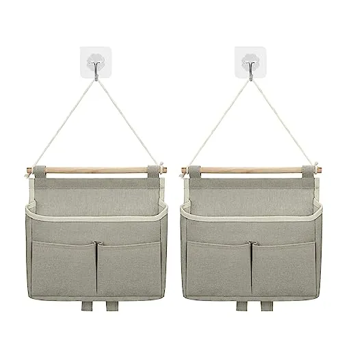 Jeesblsy Hängetasche Hängend Aufbewahrungstasche, Wand Hängender Hängeaufbewahrung Faltbares Leinen Stoff Körbe Wandorganizer Organizer für Home, Office, Diele, Bad, Kinderzimmer (Grau)