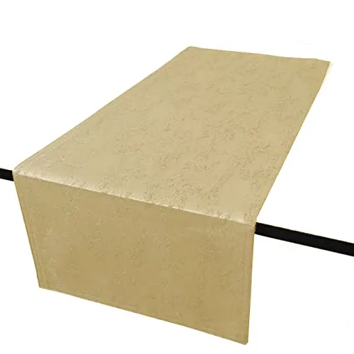 Jacquard Tischdecke Granit Tischläufer Eckig Champagner 40 x 140 cm Meliert mit Lotus Effekt Größe & Farbe wählbar