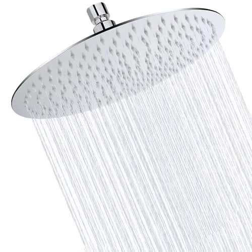 Duschkopf Regendusche 12 Zoll, Rundes Regenduschkopf Ø30cm aus Edelstahl, Selbstreinigende Regendusche Brausekopf Rund, Chrom