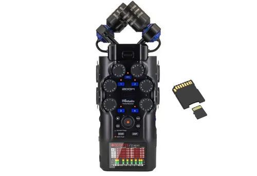 Zoom Audio-Recorder H6 Studio mit Speicherkarte – Das vielseitige Aufnahmegerät - Der Zoom H6 Studio ist ein professioneller Audio-Recorder mit vier rauscharmen Vorverstärkern und 32-Bit Float-Aufnahme. Ideal für kreative Projekte in Film und Musik, bietet er flexible Aufnahmeoptionen und benutzerfreundliche Bedienung.