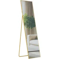 CLP Benicia Standspiegel und Wandspiegel, 140x40 cm, Gold Glanz - Standspiegel und Wandspiegel in einem, mit robustem Metallrahmen. Ideal zur visuellen Raumvergrößerung und Lichtreflexion, perfekt für moderne Einrichtungen.