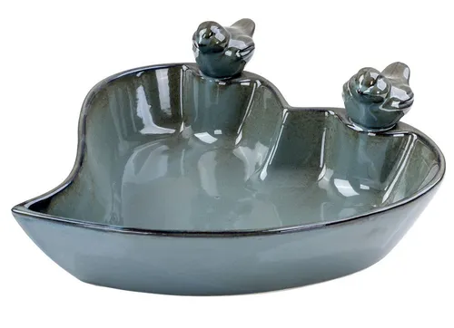 Levandeo® Vogeltränke aus glasiertem Steingut – Gartenaccessoire für Vögel - Hochwertige Vogeltränke aus glasiertem Steingut in ansprechendem Grün, ideal für den Garten. Bietet Vögeln einen stilvollen Ort zum Trinken und Baden.