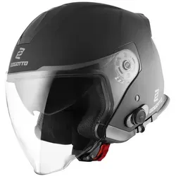 Bogotto V586 BT Bluetooth Jethelm, schwarz, Größe XS - Motorradhelm mit integrierter Bluetooth Helmsprechanlage für Kommunikation unterwegs, thermoplastische Außenschale und kratzfestes Visier.